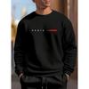 Men Women Trendy PARIS Gradient Square Creative Print Round Neck Sweatshirt, Casual Individual Outfit