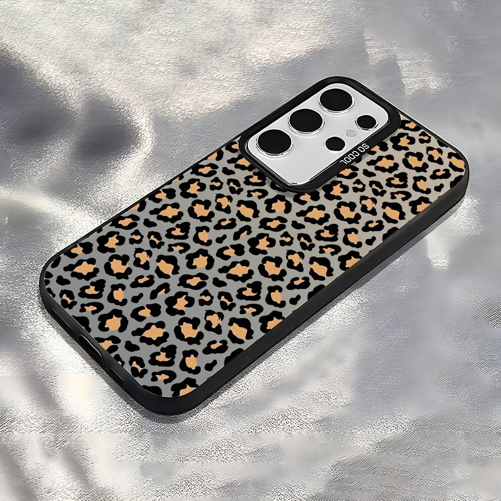 INS Leopard Print Phone Case For Samsung Galaxy S25 Edge S24 S23 S22 S21 S20 Ultra Funda Silicone Silver Cover