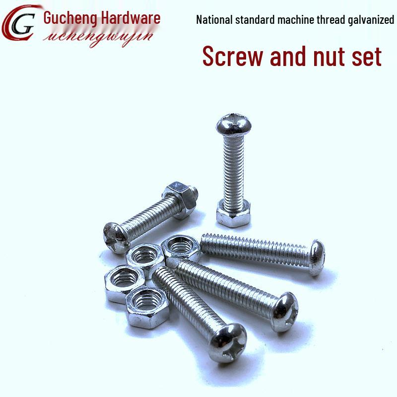 Galvanized Pan Head Phillips M3-M8 Screw & Nut Set: Sizes 8-25mm M3*8 (200 sets with nuts)