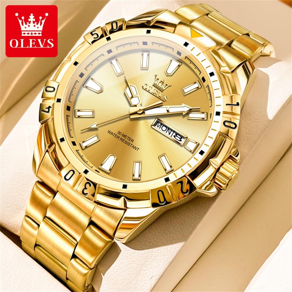 OLEVS 5560 Luxury Brand Men's Quartz Watches Calendar Week Waterproof Luminous Stainless Steel Dress Business Wristwatch for Man