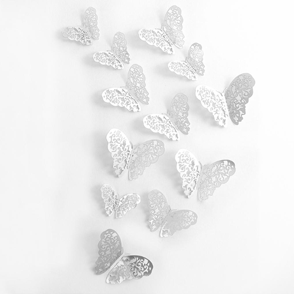 Packung mit 12 3D Hohlpapier Wandaufklebern Haushalt Wohnzimmer Kunsthandwerk Dekoration Aufkleber Feiertags Partydeko Geschenke