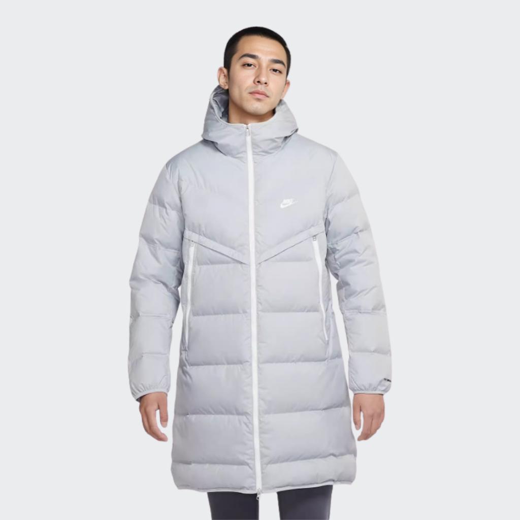 Nike Giacca a Vento Media Lunghezza con Cappuccio e Piumino Uomo Capispalla Grigio Chiaro DD6789-077