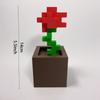 3D Printed Pixel Rose Ornament, Plastic Flower Decor for Desktop & Holiday Gifts