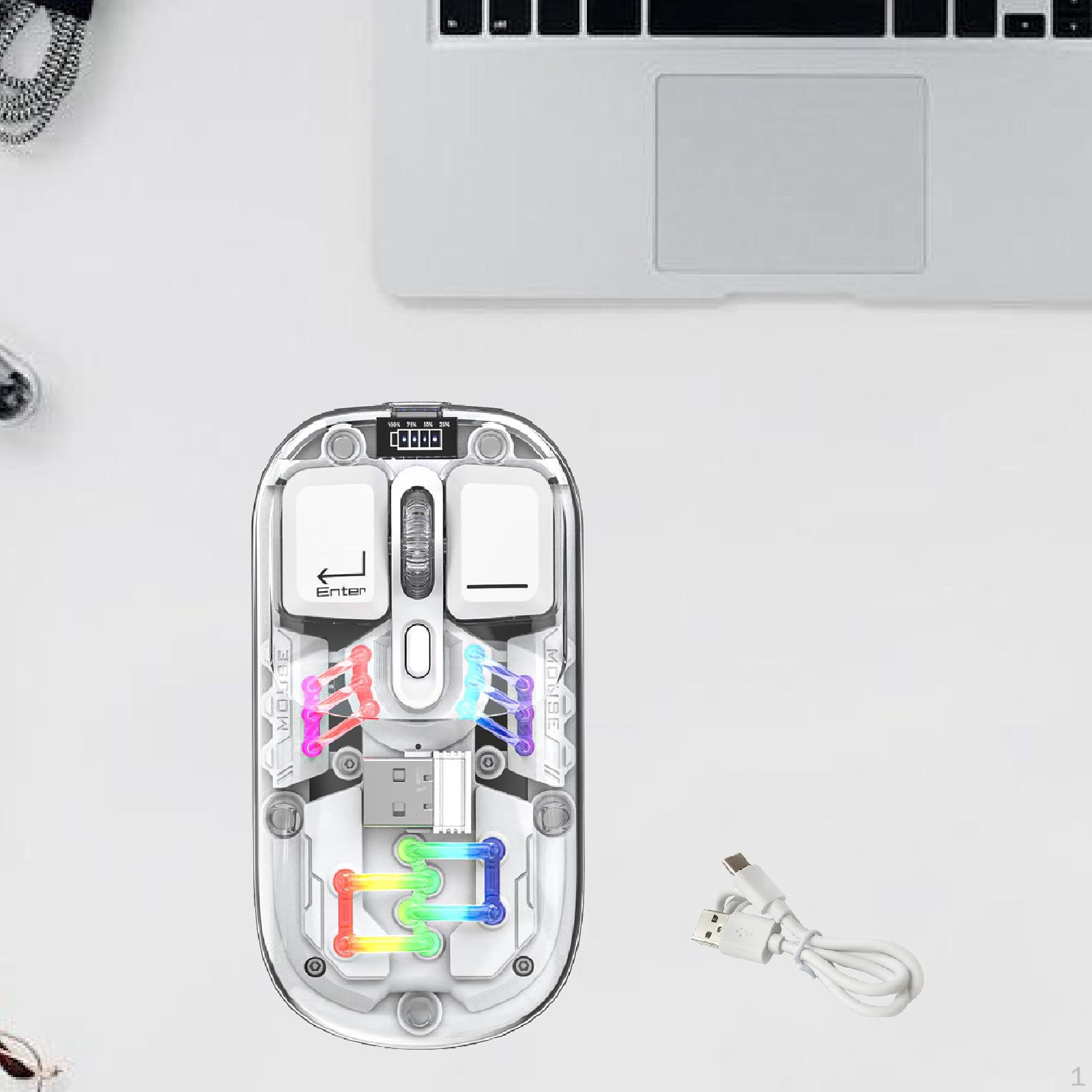 

Светодиодная мышь без провода, прозрачная портативная перезаряжаемая игровая мышь с подсветкой BT5.0 для белый