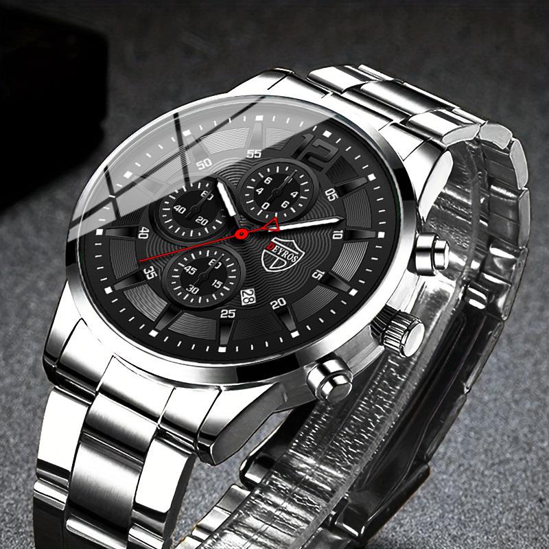 Watch Four-Piece Men'S Accessories Watch Necklace Bracelet Cross Necklace Men'S Quartz Watch