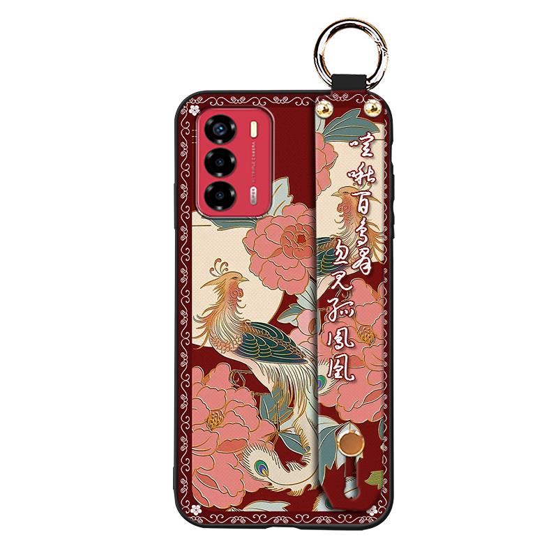 Elderly lady Durable Phone Case For ZTE Blade V40 Vita/A72 Wrist Strap Wristband For Mom Silicone Fashion Dirt-resistant