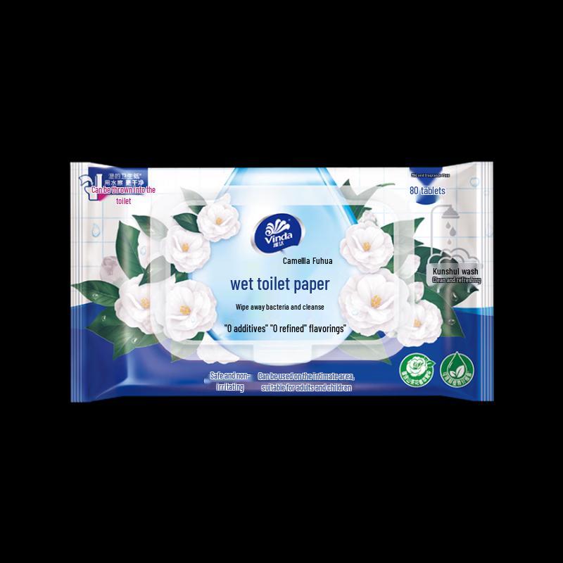 Vinda Unscented Flushable Wet Wipes with Camellia Extract