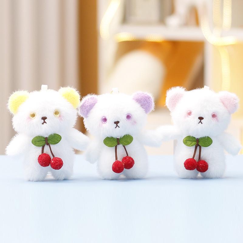 Plush Cherry Bear Keychain With Soft Short Pile For Girls And Bag Decor