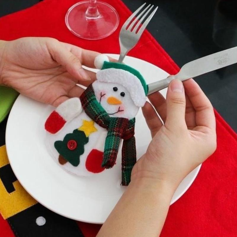 Kitchen Tableware Holder Pocket Dinner Bag World Deal Cute Christmas Xmas Decor