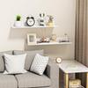White Shelves for Wall Set of 2, Metal Floating Wall Shelves 15.7 Inch, Adhesive Bathroom Storage Modern Display Floating Shelf for Bedroom,Living