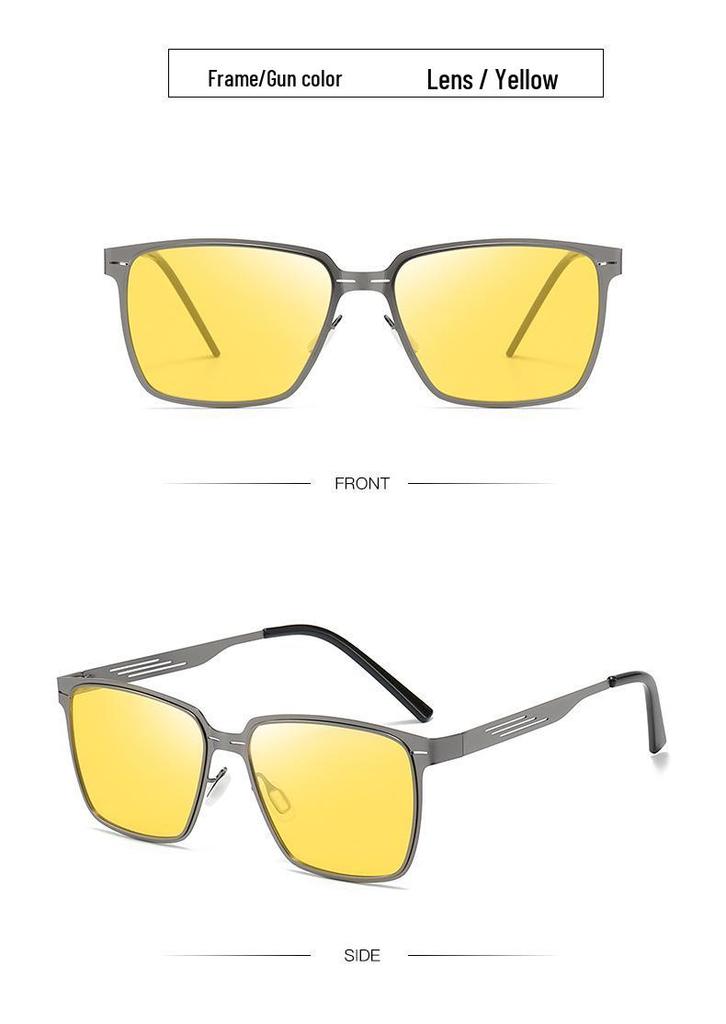 Men's Polarized Stainless Steel Square Sunglasses - Classic Retro Outdoor Driving, Fishing, and Cycling Glasses