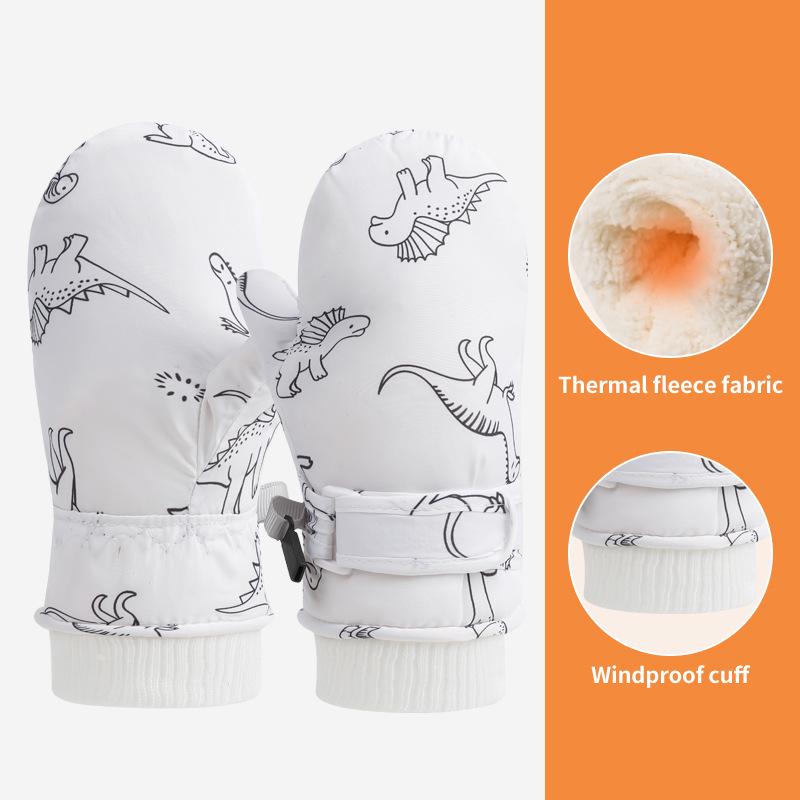 Kids' Quick-Dry Warm Ski Gloves with Waterproof Fabric and Thick Velvet Lining