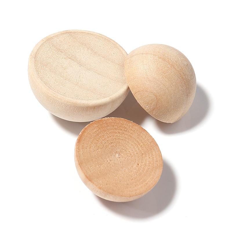 10-50pcs 10 12 15 20 25 30mm Half Round Unfinished Natural Wooden Beads Cabochon For DIY Handmade Jewelry Making Accessories
