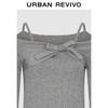 UR 2026 Spring Women's Asymmetric Shoulder 3D Bow Knit Sweater