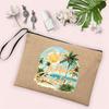 Salt Water and Sunshine Printed Linen Bag Makeup Bags Beach Holiday Sunglasses Sunscreen Storage Pouch Travel Toiletry Bag Gifts