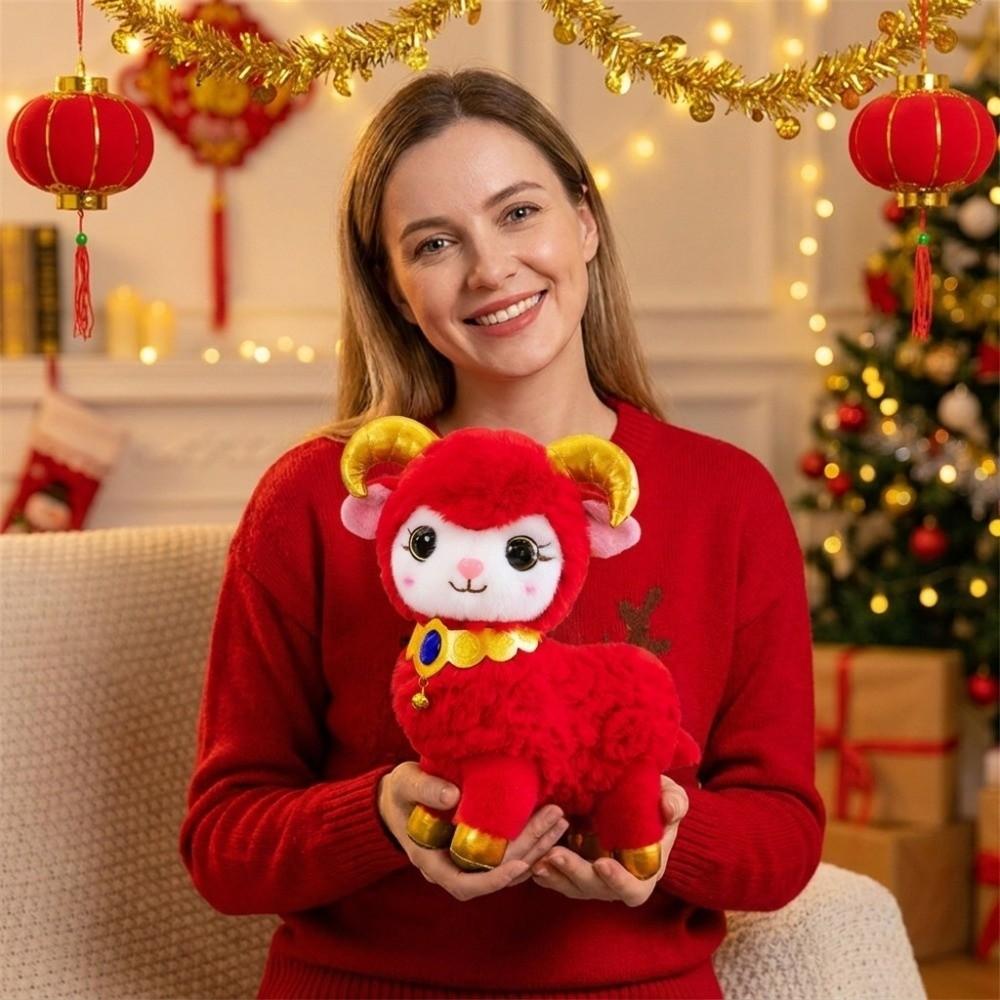 Cartoon Plush Animal Toy Chinese Style Stuffed Lamb Doll Sheep Mascot Doll Chinese New Year Gift