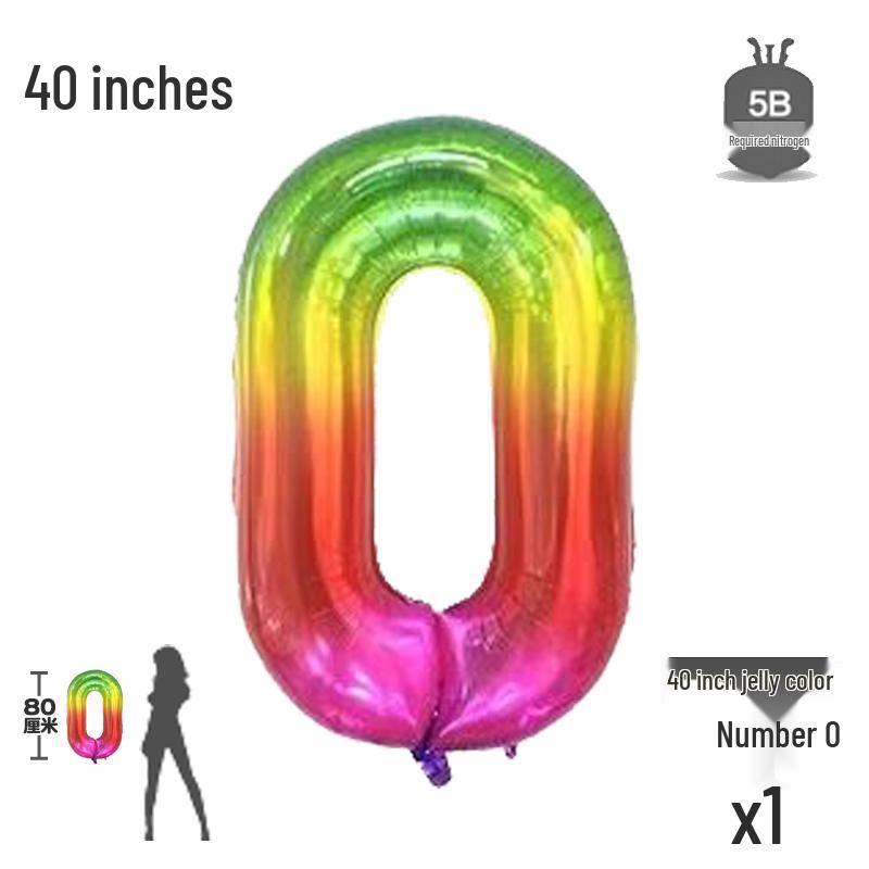Korean Rainbow Gradient Number Balloon for Kids' First Birthday Decoration