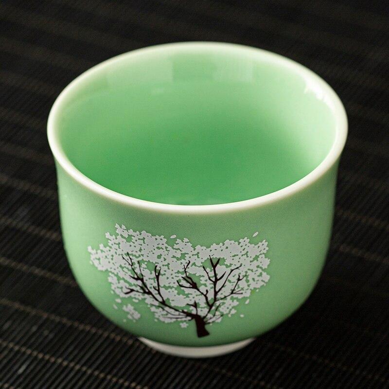 115ml Heat Sensing Color Changing Ceramic Tea Cup Sakura Hope Tree Kung Fu Tea Set