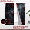 2D Flat Printing 2pcs Curtain Curtain Romantic Red Roses and Butterflies Digital Printed Polyester Drapes Seasonal Party &