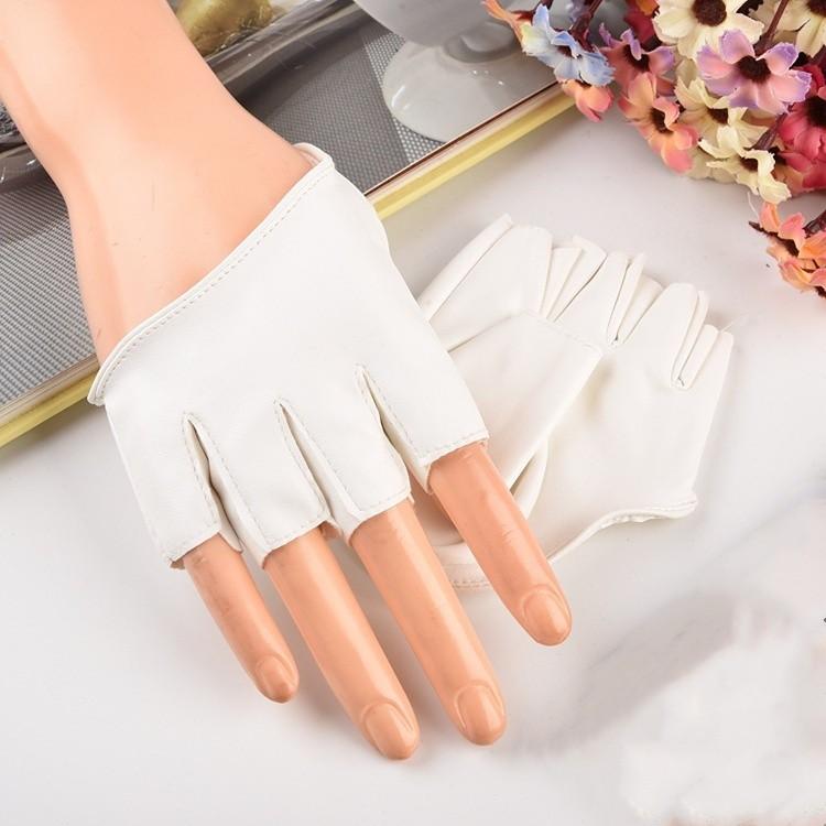 

Перчатки без пальцев из ПУ европейские и американские женские перчатки DS на половину ладони и половину пальцев перчатки для сцены, ночного клуба, танцев на пилоне