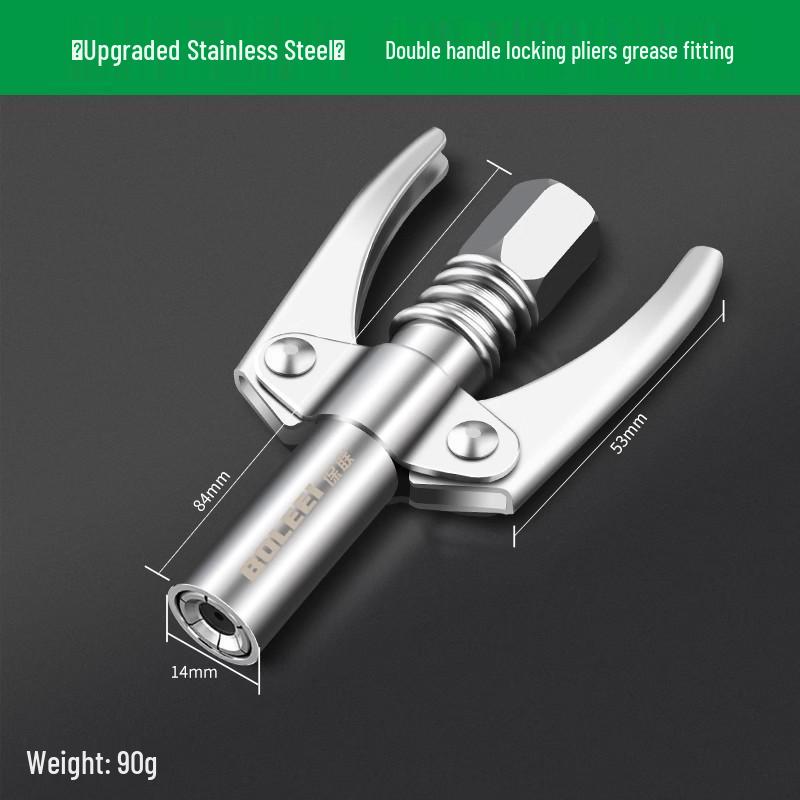 High-Pressure Self-Locking Grease Nozzle with Pliers-Type Grip and Flat Head for Electric, Pneumatic, or Manual Grease Guns
