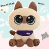 Siamese Cat Plush Toy With Scarf Kids Cozy Animal Cushion For Children