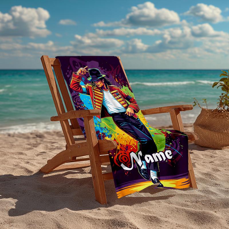 Asciugamano da Spiaggia Ultra-Morbido Personalizzato con Tema Michael Jackson, Ideale per Piscina - Campeggio, Immersioni - Essenziale Perfetto da Viaggio, Asciugamano da Spiaggia Vivace.