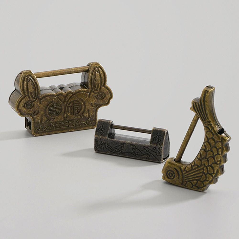 Zinc Alloy Padlock Mini Bronze Lock Decorative Vintage Lock  Wooden Box