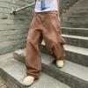 High-Waisted Wide Leg Straight Cut Denim Pants Brown Washed Casual Tapered Fit Loose Jeans Women