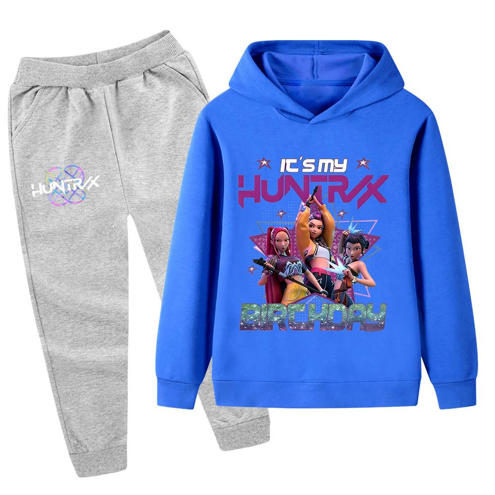 PB1240 Kinder Jungen Mädchen Kpop Mira Zoey Rumi Druck Langarm Kapuzenpullover Hose Hosen Kleidersets