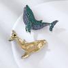 Fashion Vintage Style Dolphin Jewelry Brooch Woman Black Dolphin Whale Pendant Brooch Pin Crystal Rhinestone Party Wedding Gift