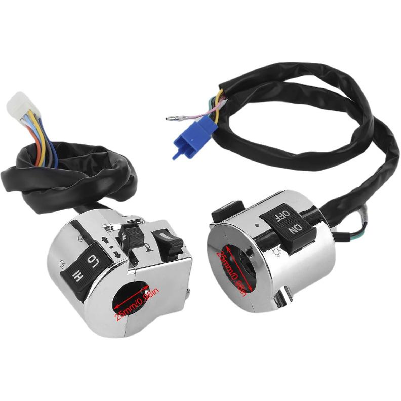 Motorcycle Handlebar Switch, 1 Pair Motorcycle Handlebar Switch Control Button for Turn Headlight Horn 25mm Universal Turn Horn Switch Motorcycle