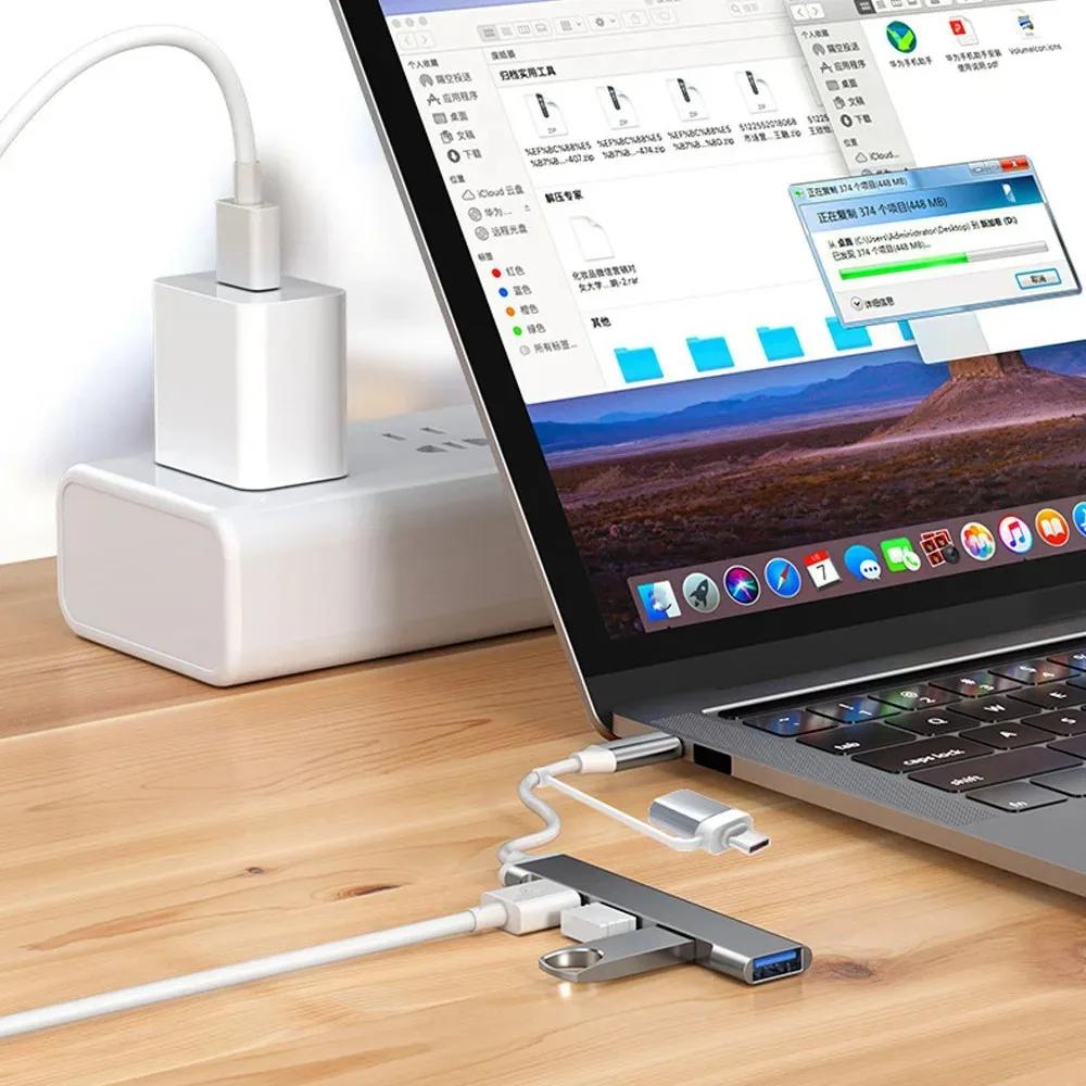 4 In 2 USB 3.0 HUB USB C Docking Station Type C 3.1 HUB Multi USB Splitter OTG Adapter for PC Laptop