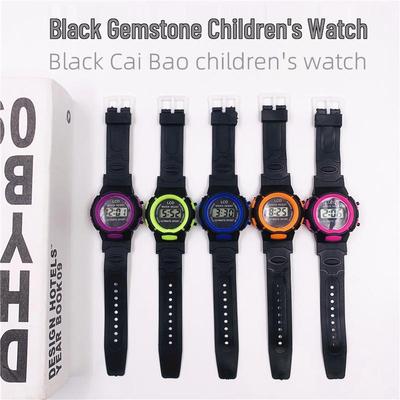 Popular Kids' Cartoon Electronic Watch - Black with Color Gem Dial for Boys & Girls