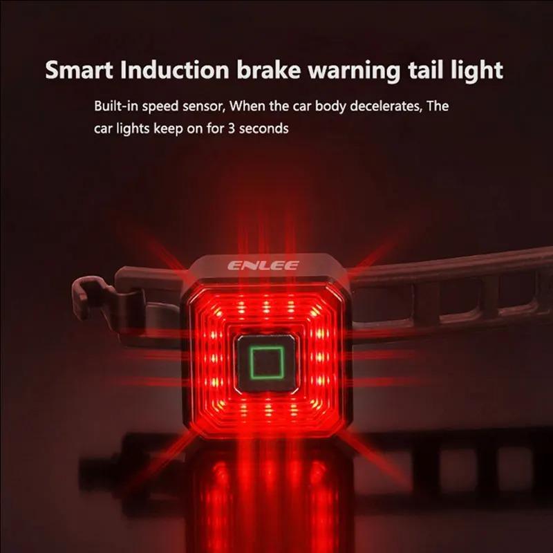 Smart Bicycle Brake Light Usb Rechargeable Auto Stop Led Tail Lamp Ipx6 Waterproof Rear Cycling Safety Warning Light