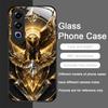 Stylish Eagle Golden Diamond Pattern Tempered Glass Phone Case for OnePlus 13R 12 11 10 9 Nord CE4 3 2 Lite ACE2 ACE3 Pro Cover