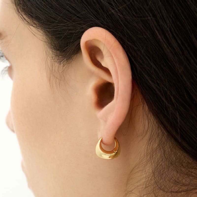 Hyeres-lor Champagne Moon Silver (Y) Hobo Pull One-touch Earrings HL2E56223Y9XXX