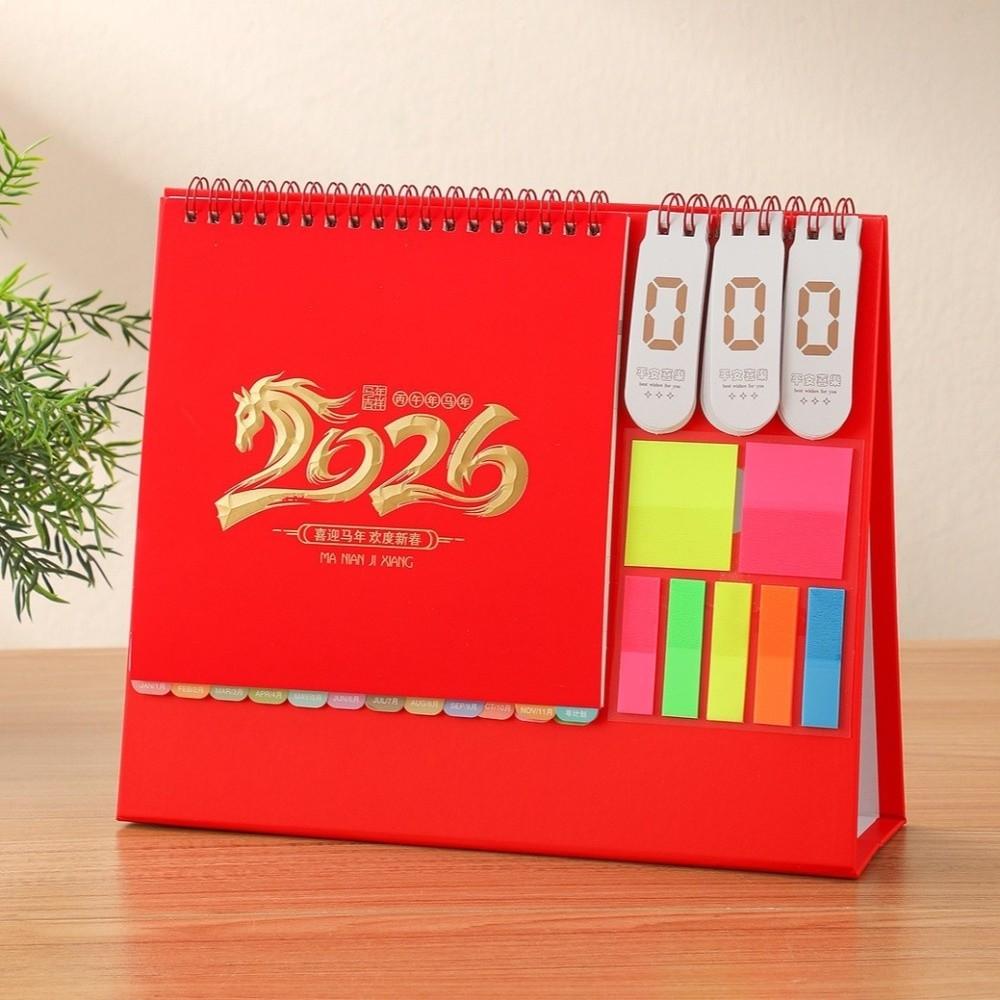 Standing 2026 Desktop Desk Calendar Thick Paper Time Management Writeable Calendar Foldable Memo Function Desktop Paper Calendar