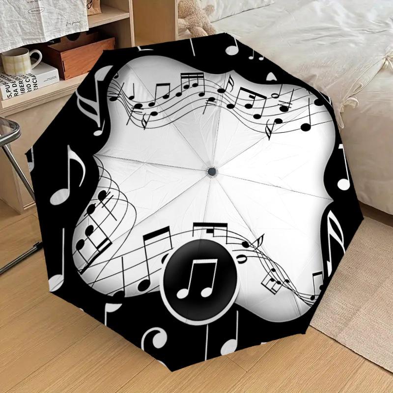 1PC Music Notes Umbrella-8-Rib Reinforced, Automatic Open, Lightweight & Durable, Cute Fashion Accessory for Outdoor-W172