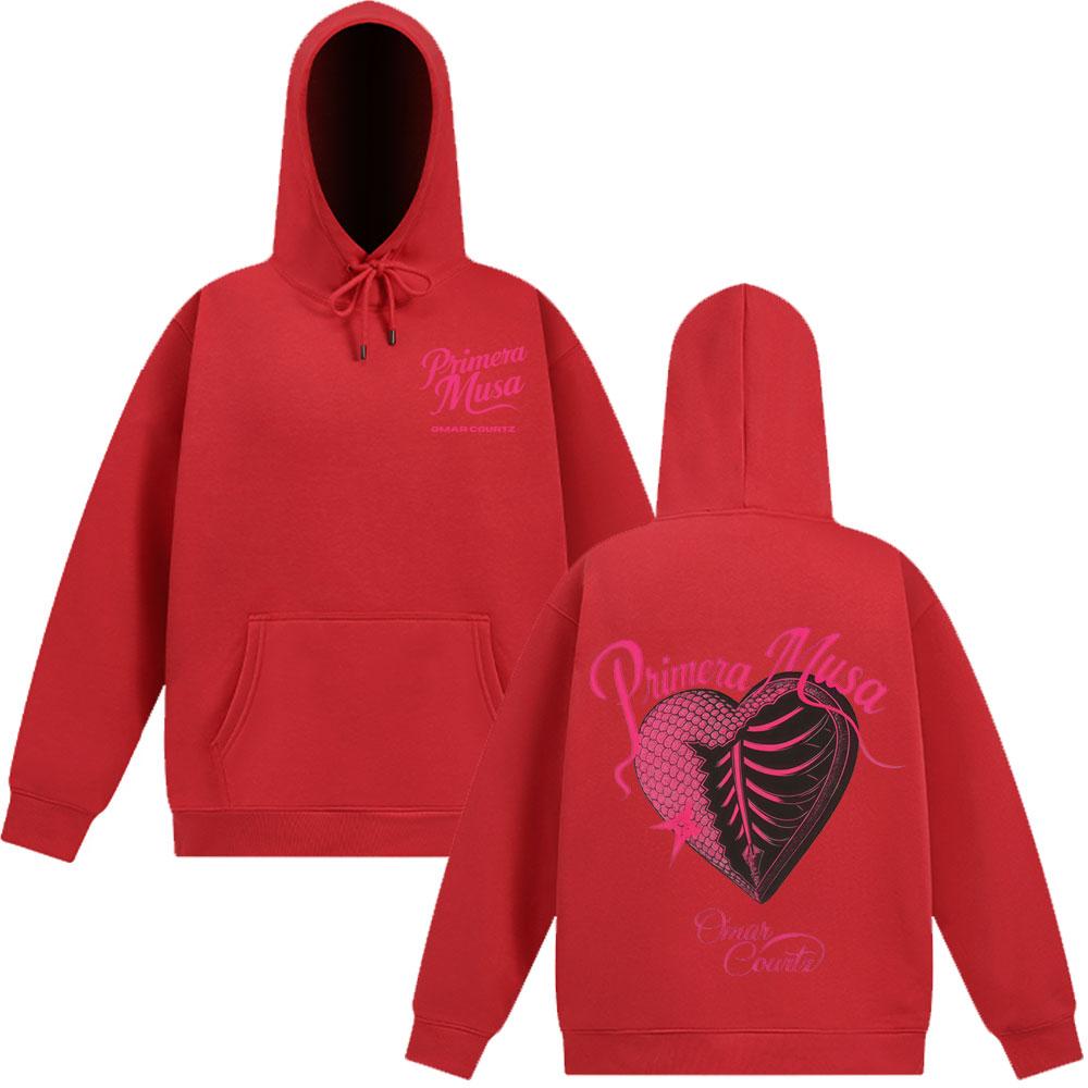 Rapper Omar Courtz Primera Musa 2025 Heart Graphic Hoodie Men Long-sleeved Loose Casual Sweatshirt Aesthetic Trendy Pullover Top