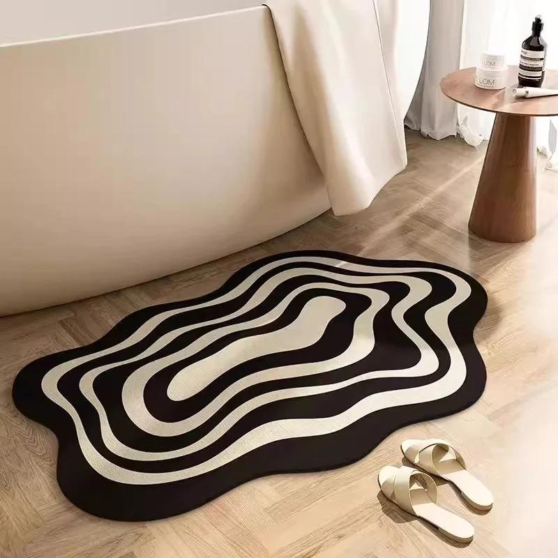 Badezimmer Anti-Rutsch Kieselgur Saugmatte – Oval geformt, Schnell trocknend, Schmutzabweisender Eingangsmatte für Toilette und Badezimmer