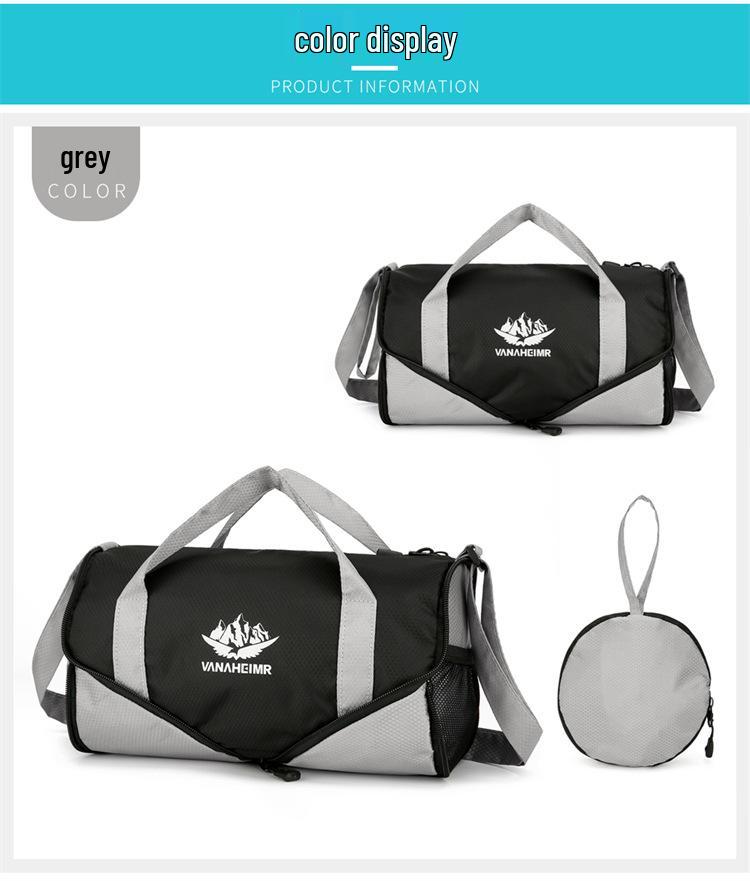 Katlanabilir Tek Omuz Seyahat Spor Çantası: Hafif, Yuvarlak Namlu Tasarımı, Renk Bloklu Moda, Dış Mekan Çapraz Vücut Depolama.