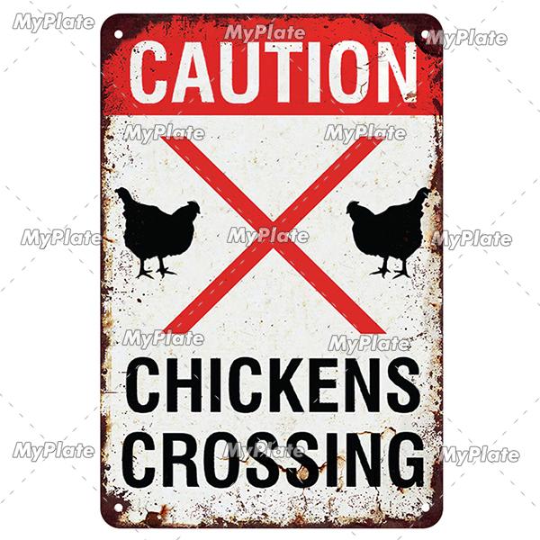 [MyPlate] Vintage Farm Chickens Retro Poster  Metal Sign Plate Tin Sign Wall Crafts Decor For Home Room Plaque Decoration Gift
