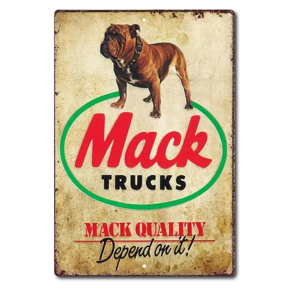 

TIN SIGN Mack Truck Rustic Vintage Look Rust Sign Auto Shop Stop Cave Garage