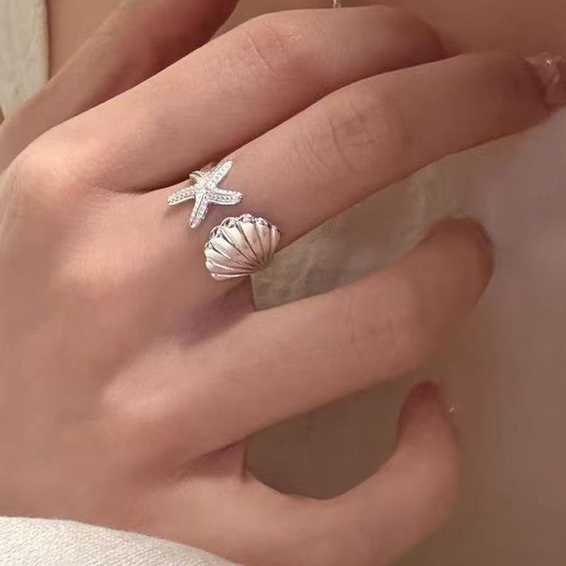 Classic Simple Multi Functional Ocean Series Spring/Summer Sea Star Shell Ring Exquisite and Generous Ring Jewelry