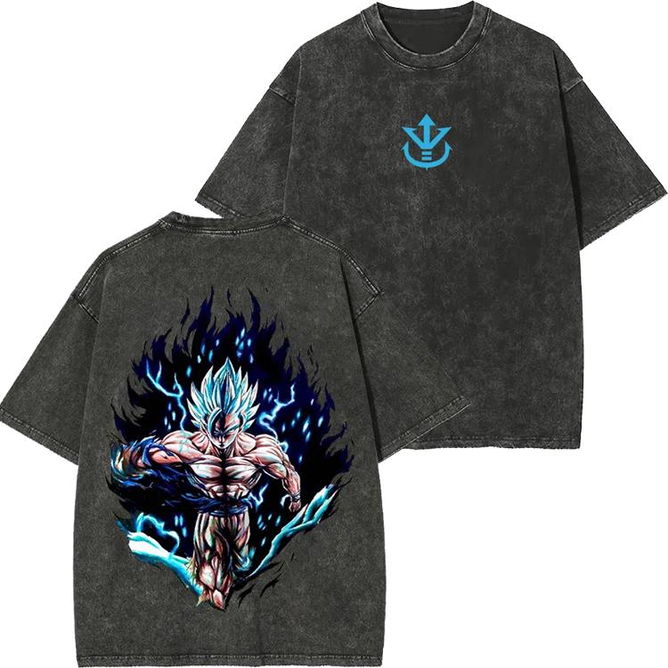 Dragon Ball Animation Printed Tshirt Mens and Womens Washed Tshirt High Quality Vintage Cotton Tshirt Harajuku Tops