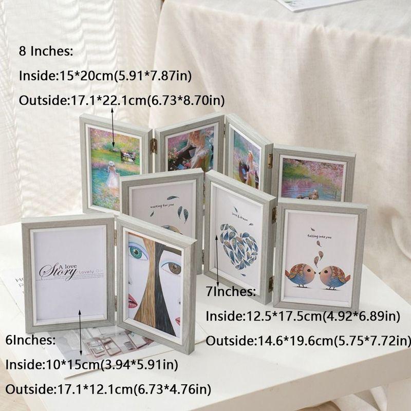 Creative Foldable Hinge Photo Frame Double/Triple Wooden Portrait Picture Frame 2/3/4/5 Linked Rectangular Desktop Album Set