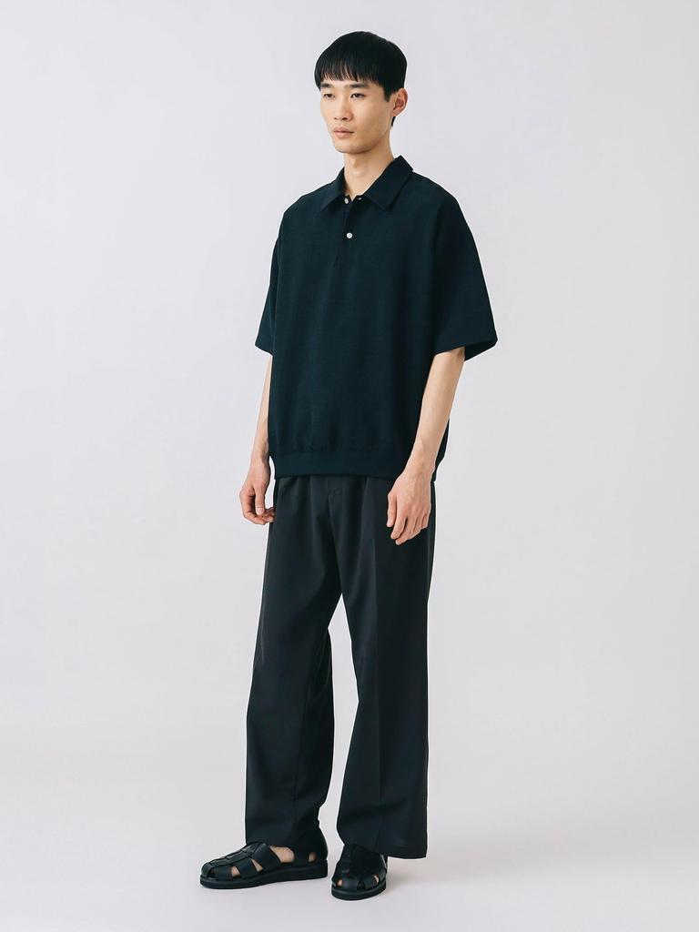 Beams Heart S/S Polo Polymelange Polo Shirt (Moisture-Wicking, Quick-Drying), Men's Navy, Size XL, 42020026639