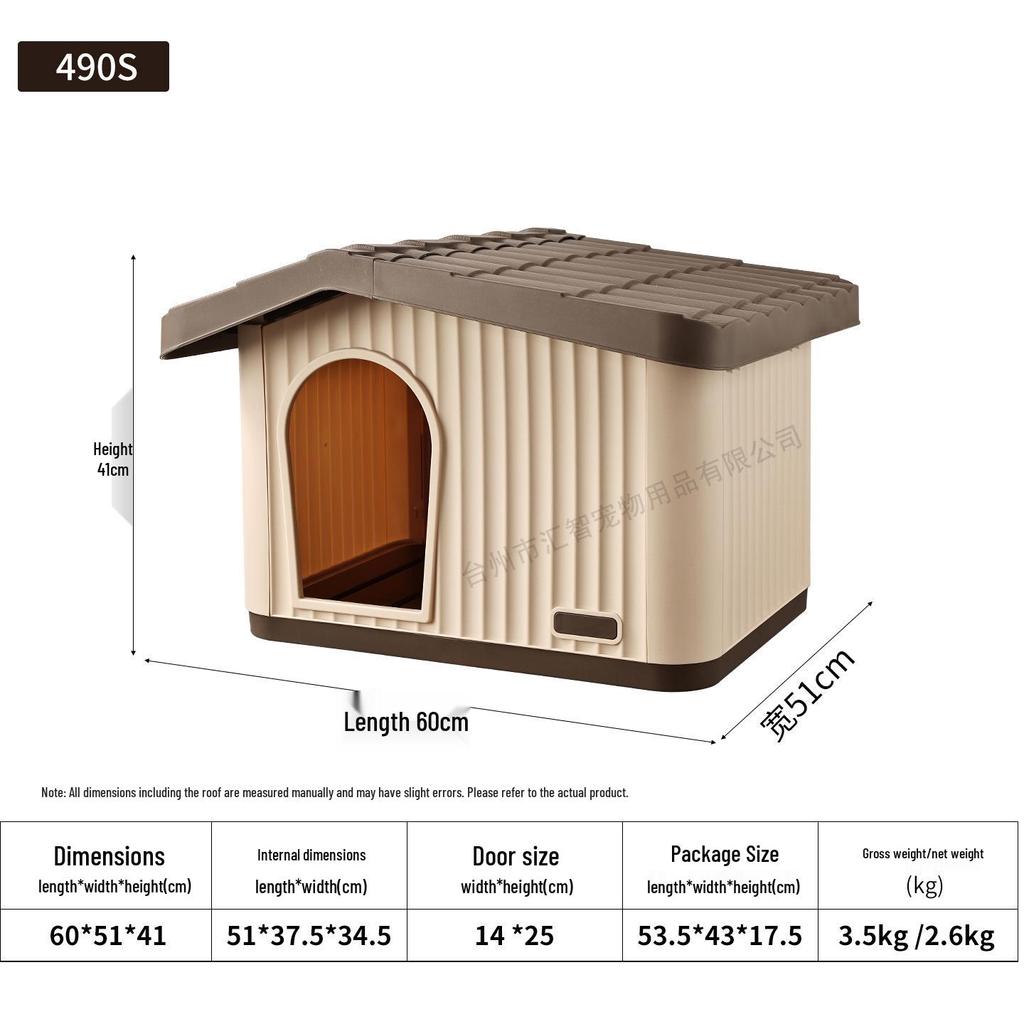 Outdoor Cat and Dog House: All-Weather Semi-Enclosed Shelter, Rainproof and Sunproof Plastic Villa for Stray Cats