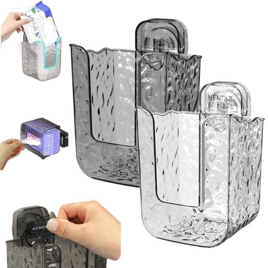 Wall Mount Tissue Box Holder Kitchen Wipes Storage Box Easy To Install Refillable Wipes Container Tissue Holder Dispenser with Suction Cup